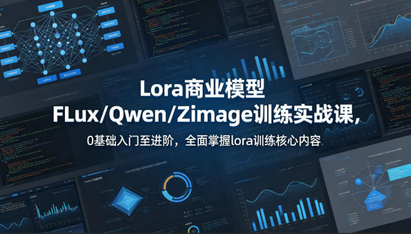 系统性学习Lora商业模型FLux/Qwen/Zimage训练实战课,0基础入门至进阶,全面掌握lora训练核心内容-想要创业
