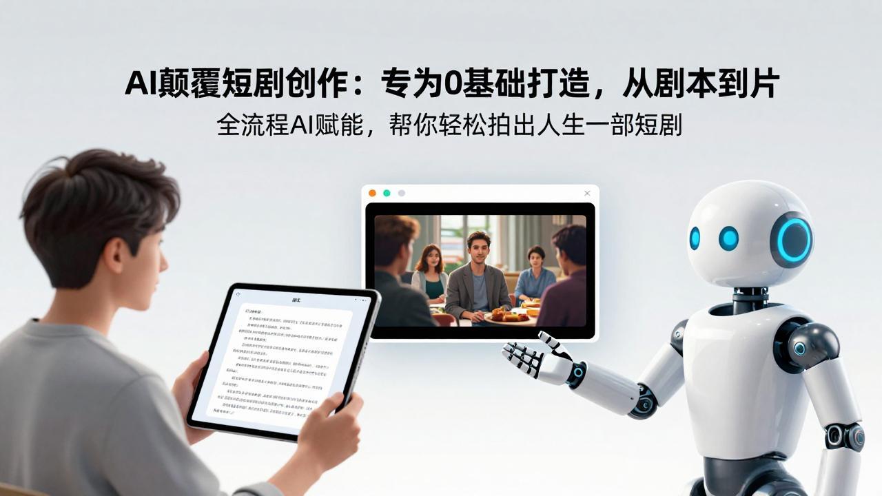 AI颠覆短剧创作:专为0基础打造,从剧本到成片全流程AI赋能,帮你轻松拍出人生第一部短剧-想要创业