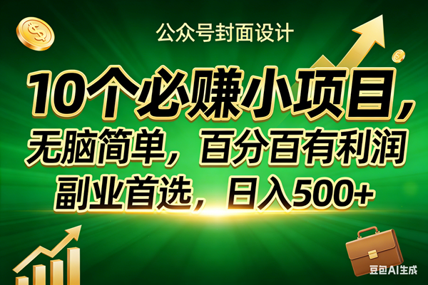 (17694期)10个必赚小项目,无脑简单,百分百有利润,副业首选,日入400+-想要创业