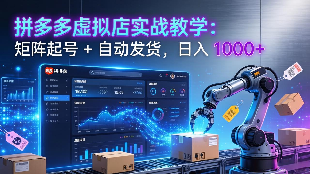 拼多多虚拟店实战教学:矩阵起号 + 自动发货,日入 1000+-想要创业