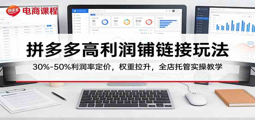 拼多多高利润铺链接玩法:30%–50%利润率定价,权重拉升,全店托管实操教学-想要创业