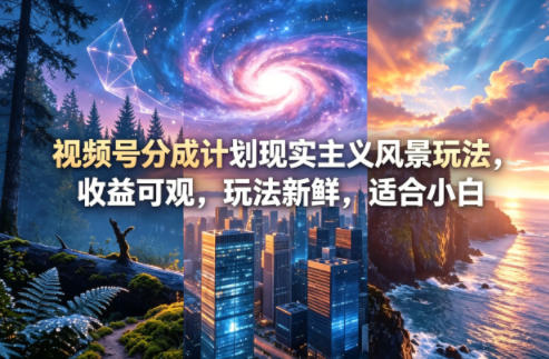 视频号分成计划现实主义风景玩法,收益可观,玩法新鲜,适合小白-想要创业